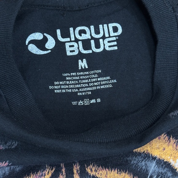 Liquid Blue Tiger Graphic Tee with Red X Eyes – Size M - Picture 6 of 8